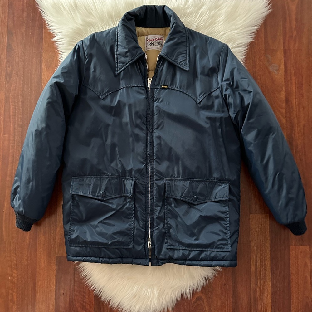 Lee Men's Dark Blue Puffer Jacket VTG